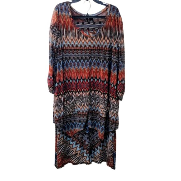 New Directions 2 pc. Maxi Skirt Set, Size 2X, Brown/blue/turquoise/red/tan/black - Picture 2 of 10